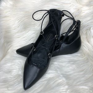 Topshop Pointed Toe Lace-Up Flats.